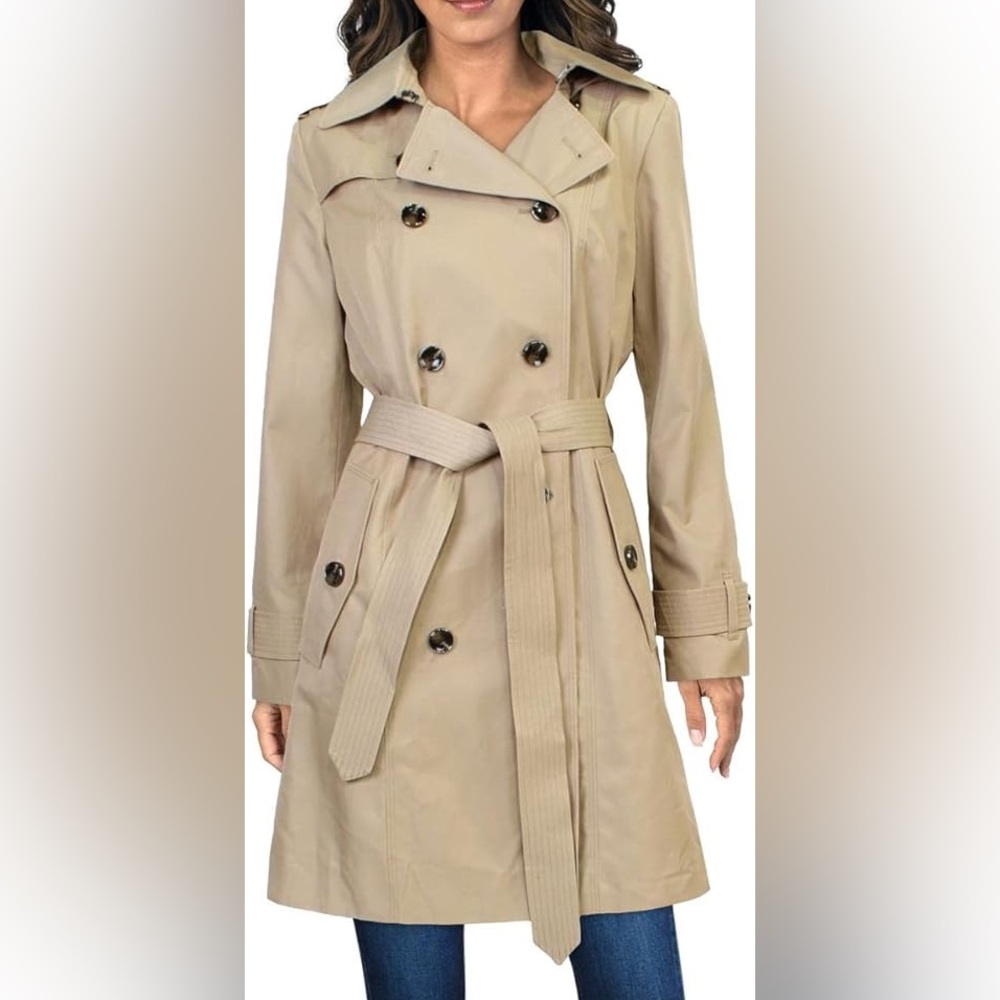 London Fog Beige/Khaki Double-Breasted Trench Coat